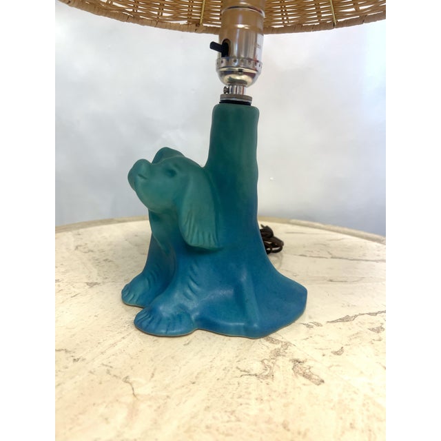 1940s Van Briggle Dog Lamp With Serena & Lily Shade. For Sale - Image 10 of 12