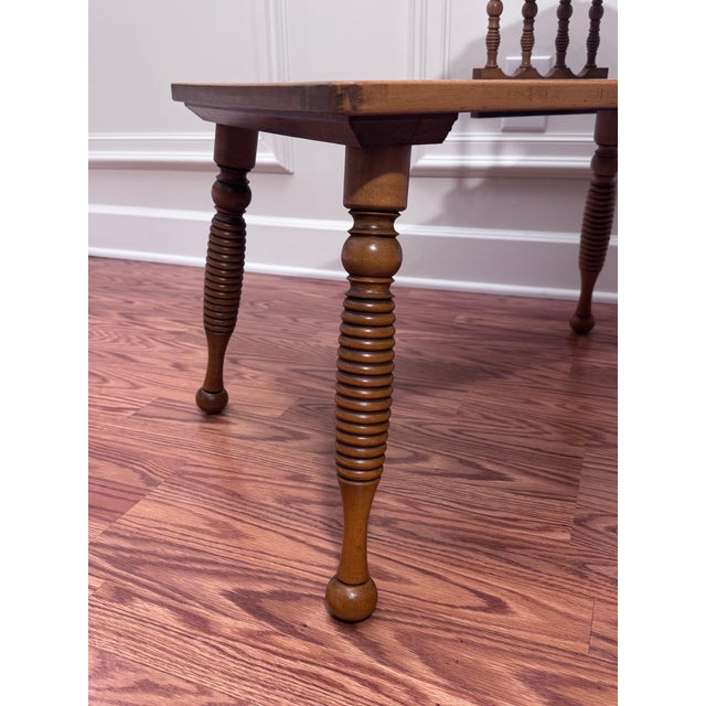 Vintage Early American Two Tiered Solid Wood Maple Side Table. For Sale - Image 9 of 12