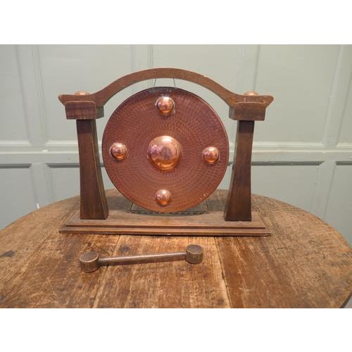 Arts and Crafts French Carved Copper Table Gong, 1890 For Sale - Image 4 of 8