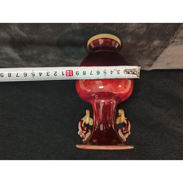 Chinese Ceramic Vase,Jun Ware Red Glaze Porcelain Double Ears Vase For Sale - Image 10 of 13