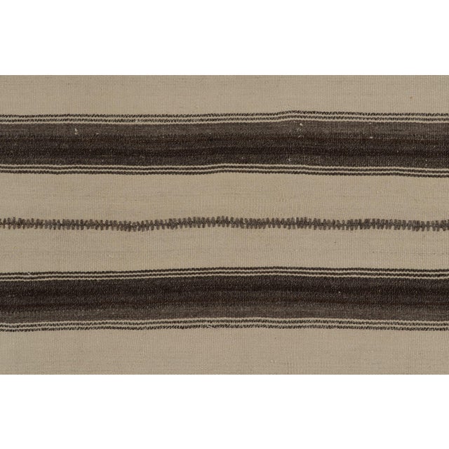1960s Vintage Kilim Rug in Beige, Brown Striations by Rug & Kilim For Sale - Image 5 of 7