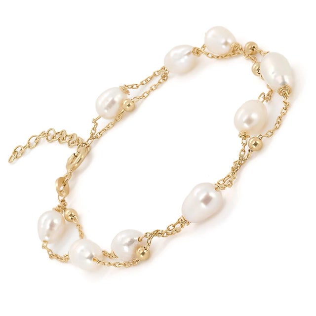 Contemporary Pearl Stone Gold Chain Dainty Bracelet For Sale - Image 3 of 7
