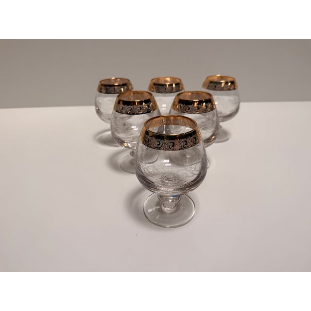 Glass Murano Glass Medici Gold Rim Cognac Glass, 1970s, Set of 6 For Sale - Image 7 of 7