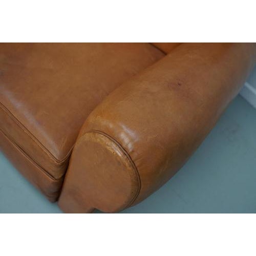 Animal Skin French Cognac Moustache Back Leather Club Chairs, 1950s, Set of 2 For Sale - Image 7 of 18