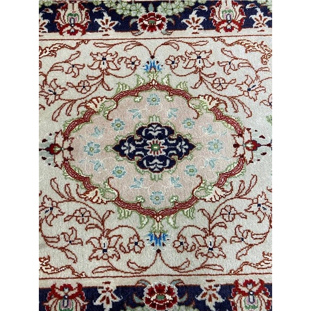 Navy Blue 1990s Handwoven Persian Tabriz Masterpiece Rug 2x3 For Sale - Image 8 of 9