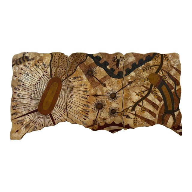 R. Earnhart 1993 “Smokey Moon Shelter” Monumental Southwestern Triptych Wall Sculpture For Sale