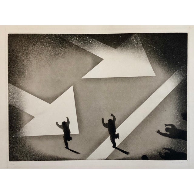 Juan Genoves, 1970 Silencio, Direccion Unica, One Way Spanish Political Etching Pop Art Print, 1970 For Sale