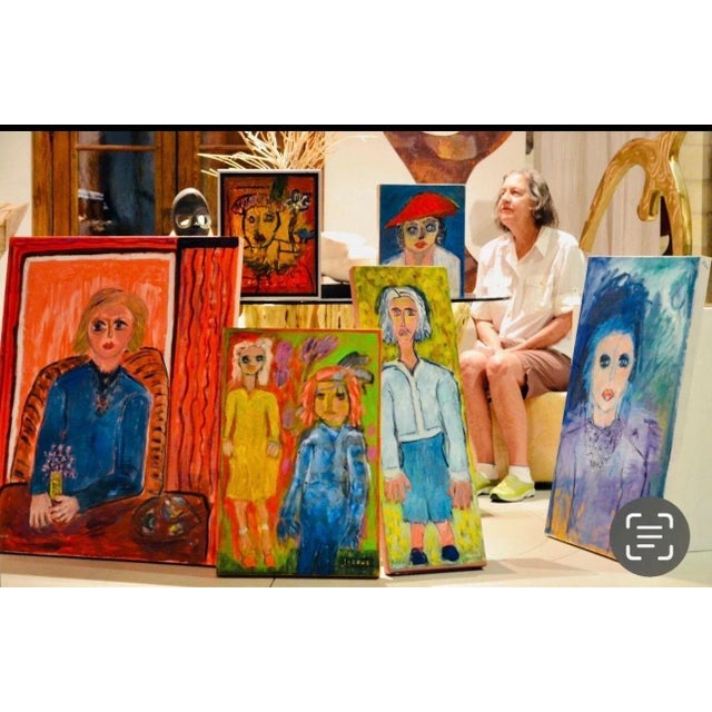 Abstract Female Portrait Oil Painting by Artist JoAnne Fleming, 36” X 24” For Sale In Palm Springs - Image 6 of 8