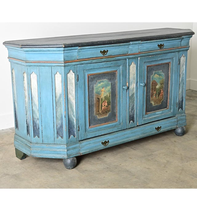 Blue Italian 18th Century Painted Buffet For Sale - Image 8 of 12