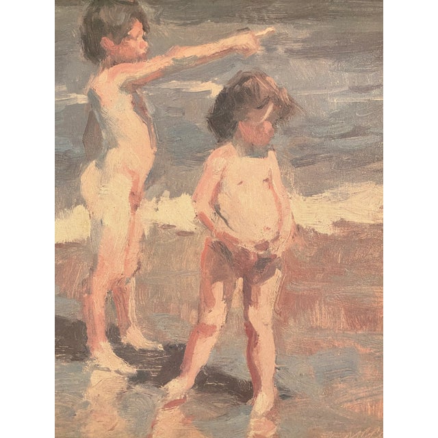 Figurative Late 20th Century Painting of Children at the Beach by Dan McCaw For Sale - Image 3 of 12