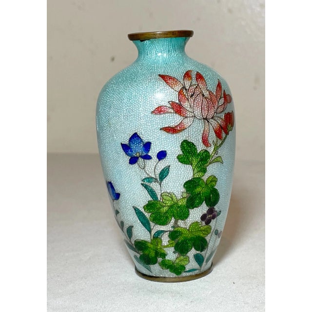 Japanese Antique 19th Century Japanese Meiji Miniature Foil Enamel Signed Bronze Vase Urn For Sale - Image 3 of 12