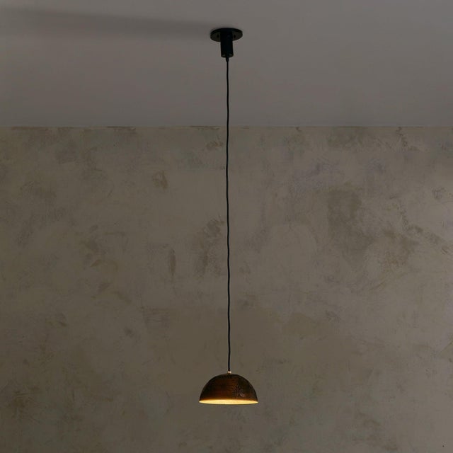 Victor Cerrato Italian Etched Copper Floral Pendant Light by Victor Cerrato, 1960s For Sale - Image 4 of 9