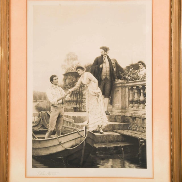 This Framed Signed Edmund Blair Leighton "Lay Thy Sweet Hand in Mine and Trust in Me" Lithograph captures a romantic...