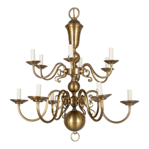 Vintage Dutch Colonial Brass Chandelier