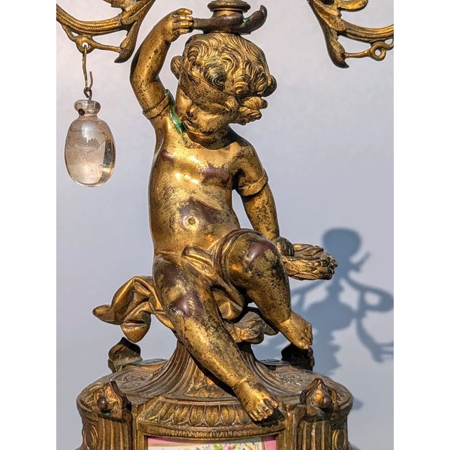 C1880 French Antique Louis XVI Gilt Bronze Figural Cherub/ Putti Candelabra a - Pair For Sale - Image 11 of 12