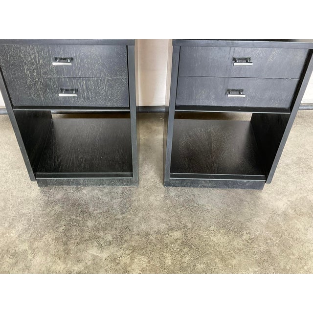 Mid Century Modern Cerused Ebonized Oak Nightstands, A Pair For Sale - Image 13 of 15