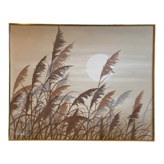 Vintage Large Lee Reynolds Boho Bohemian Coastal Landscape Painting, Signed Framed For Sale