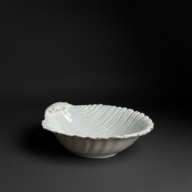 Large French shell-shaped bowl. Ideal for presenting fish dishes or oysters from France, circa 1960. 46L x 38W x 13H