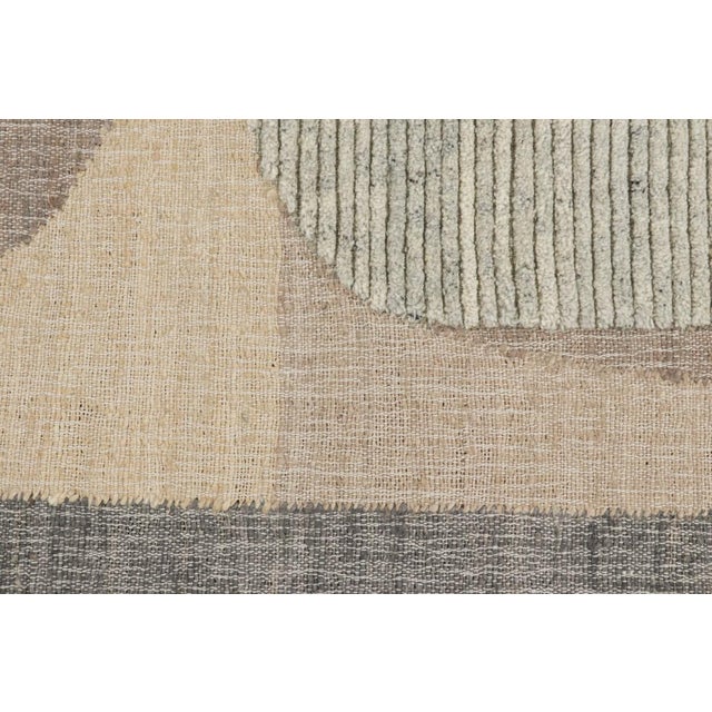 Contemporary Rug & Kilim’s Flatweave Rug in Beige With Gray, White & Green Geometric Patterns For Sale - Image 3 of 7
