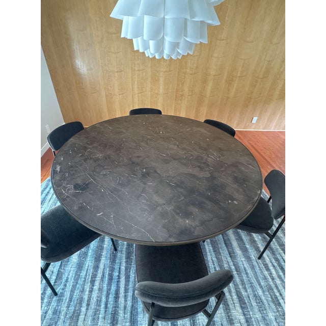 New Arhaus 72” round dining room table (Astor) with six chairs. Bought in January with minimal use. Table has Chesnut Base...