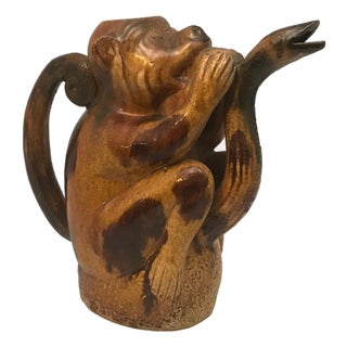 Antique Majolica Monkey & Snake Teapot, c. 1890 For Sale