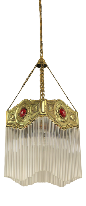 Art Nouveau Glass Rod Hanging Light, 1890s
