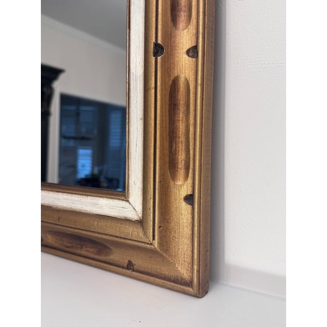 Gold Vintage Mid Century Hollywood Regency Gold and White Wall Mirror. For Sale - Image 8 of 12
