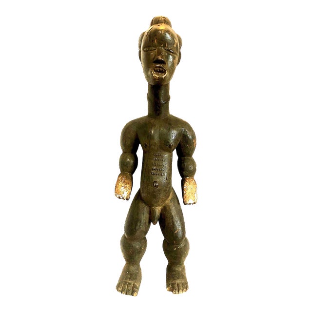 Central African Carved Wood Ritual Male Figure For Sale