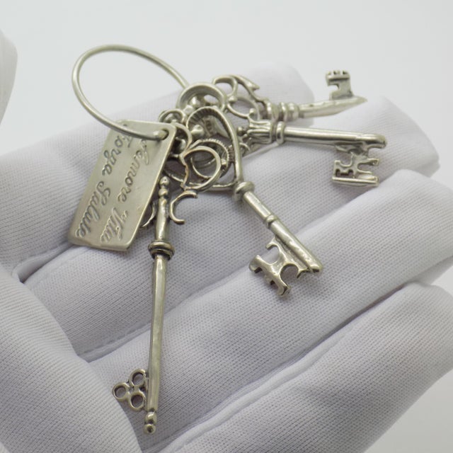 A vintage object composed of a decorative set of four life-size keys, handcrafted in Italy between the 1970s and 1980s in...