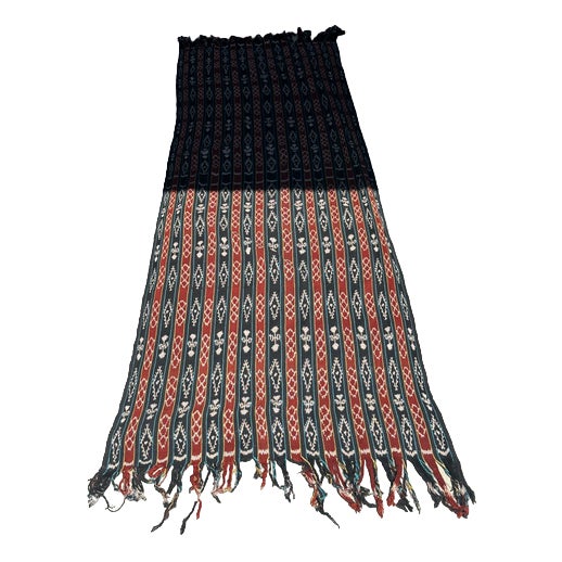 Indonesian Traditional Red, Black, Yellow & Blue Ikat Fabric For Sale