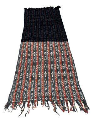 Indonesian Traditional Red, Black, Yellow & Blue Ikat Fabric
