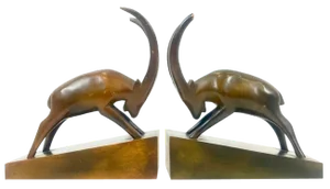 Art Deco Wooden Billy Goat Bookends from Rhön Kunst, 1930s, Set of 2