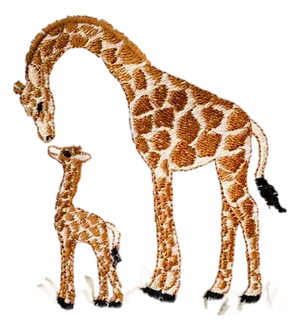 Beige Giraffe & Baby Terry Guest Towel, Embroidered