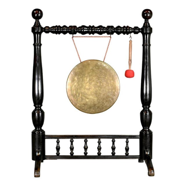 Large Framed Dinner Gong in Mahogany, 1890s For Sale - Image 11 of 11