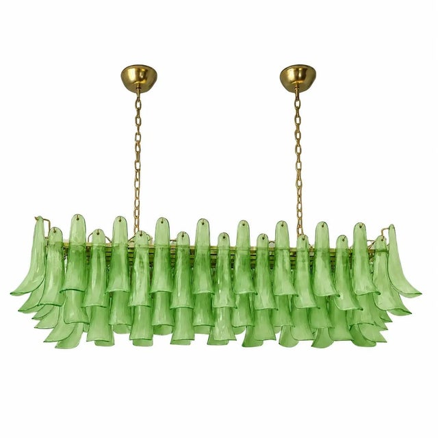 Glass Green Frosted Selle Murano Glass Rectangular Chandelier in Mazzega by Simoeng for Simoeng For Sale - Image 7 of 7
