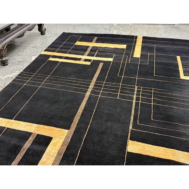 9ft 1in × 11ft 10in Stark Carpet Wool + Silk Area Rug For Sale - Image 9 of 12