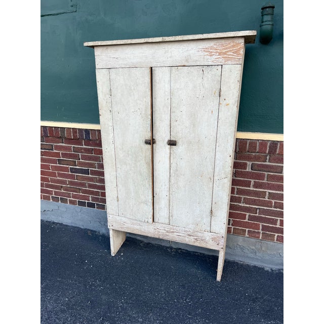 Primitive Rustic Jelly Cupboard with early paint. Great early American pantry cupboard. Mid 1800's with wide plank sides...