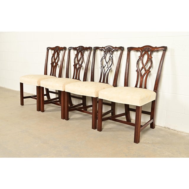 Kindel Furniture Georgian Carved Mahogany Dining Chairs, Set of Four For Sale - Image 11 of 11