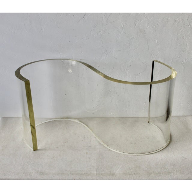 Vladimir Kagan 1970s Vladimir Kagan Style Biomorphic Curved Lucite Coffee Table Base For Sale - Image 4 of 9