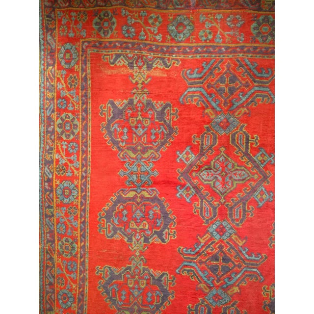Vintage Turkish Oushak Hand-Knotted Rug, Red Geometric, Early 1900s, 9' x 11' For Sale - Image 18 of 18