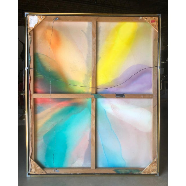 Framed abstract titled “Through Aix” and dated 1985 by Harold Feist. Not unlike the works of Helen Frankenthaler, this...