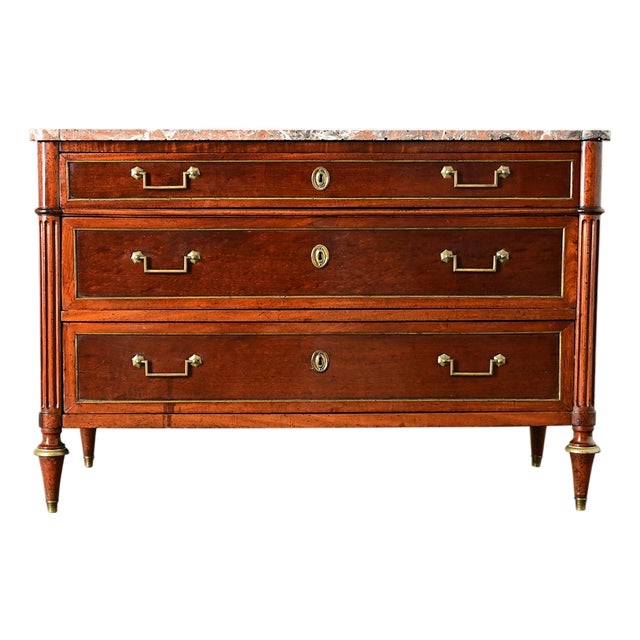 French 19th Century Louis XVI Style Marble-Top Commode For Sale