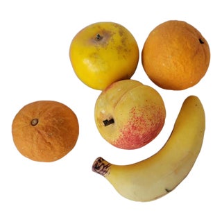 Vintage Italian Stone Fruit Orange Banana Peach Apple Tangerine - 5 Pieces For Sale