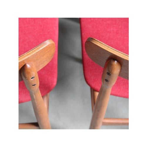 Vintage Red Fabric Chairs, 1960s, Set of 6 For Sale - Image 3 of 14