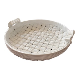 Large Vintage Italian Woven Ceramic Basket For Sale