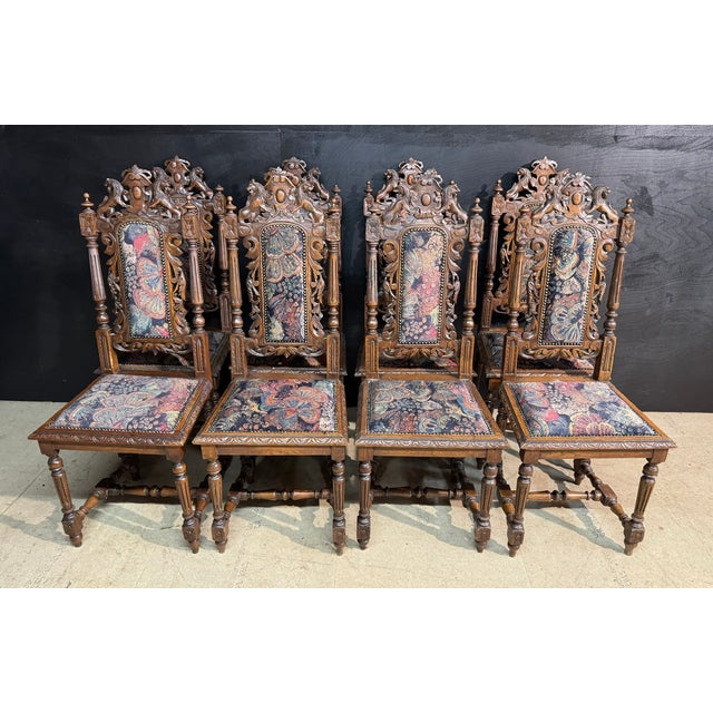 Antique French Carved Oak Dining Chairs, 1880, Set of 8 For Sale - Image 11 of 11