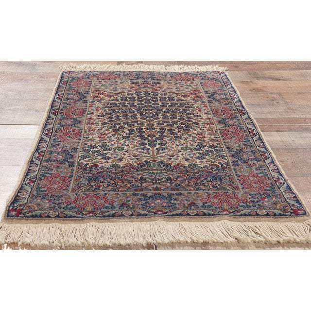 Ivory Vintage Chinese Kerman Tree of Life Rug, 02'00 X 03'06 For Sale - Image 8 of 9