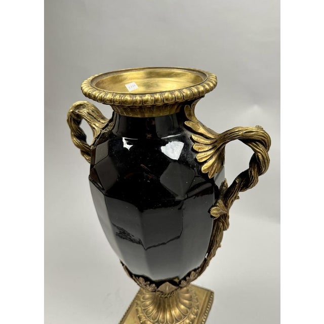 Large Black Ceramic and Bronze Vase, 1880 For Sale - Image 10 of 13