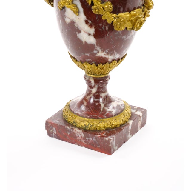 French Louis XVI Style Candelabra / White-Veined Red Marble & Gilt Bronze, 1885 For Sale - Image 13 of 18