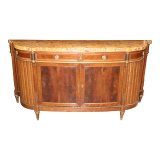 French Breche D' Alep Marble Top Faux Tambor Doors Directoire Sideboard For Sale